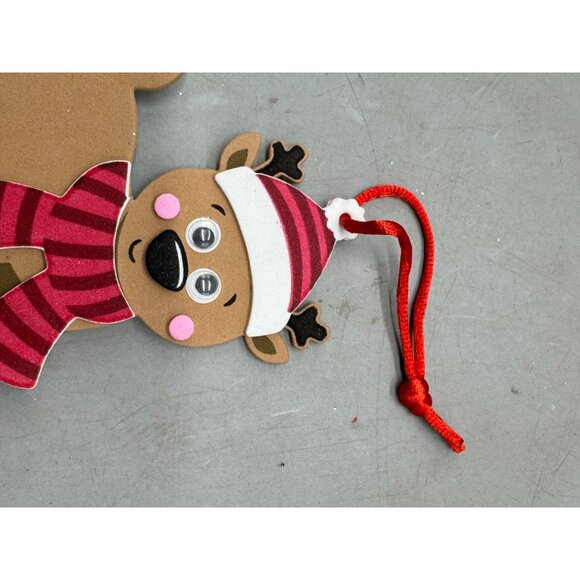Reindeer Foam Christmas Ornament With Red Hanging Loop brown red 4.75" READ - Picture 5 of 8